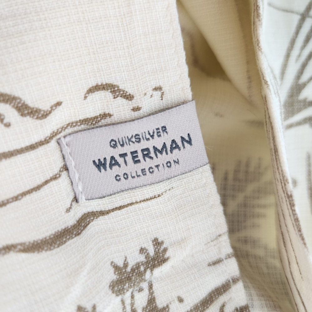 Quick Silver Waterman Men's L Cream Island Fish Boats Patterned Shirt - Picture 11 of 12